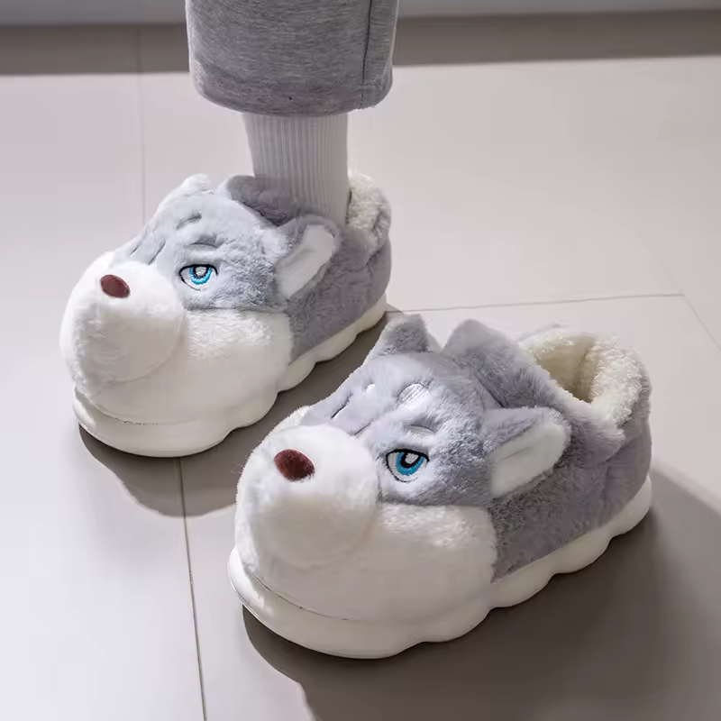 Plus Size 50 Indoor Fluffy Slippers For Women Men Winter Warm Shoes Cute Cartoon Dog Light Weight Couples Home Floor Slipper - Image 10