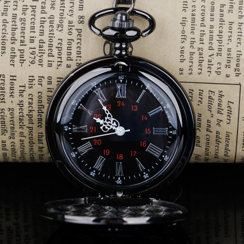 أسود "إلى زوجي" توقيت ساعة الجيب قلادة قلادة خمر Steampunk فوب ساعة للرجال Reloj De Bolsillo