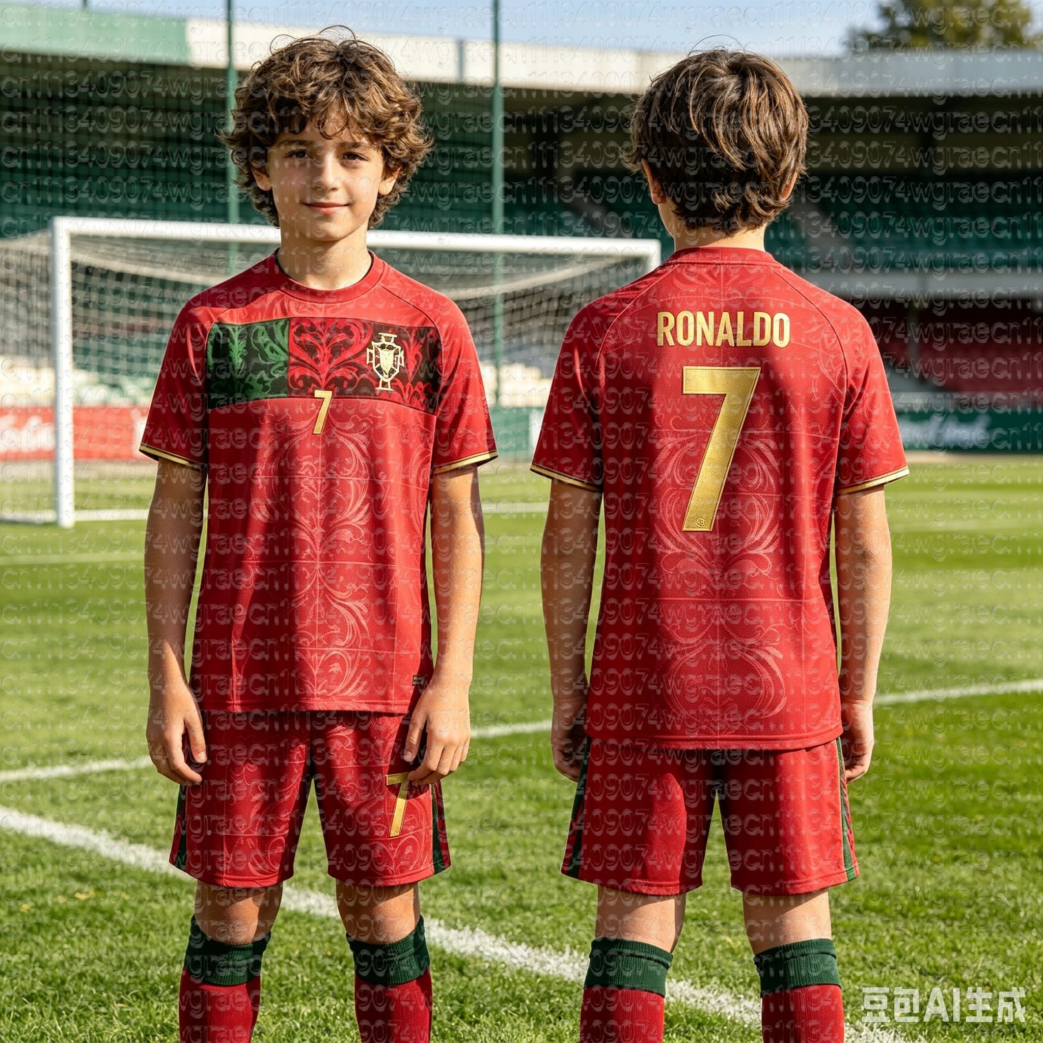 26/27 Ronaldo Fan No.7 Portugal Football Jersey Tee & Shorts 2‑Piece Set, Single Top Available, Sports Tracksuit for Kids