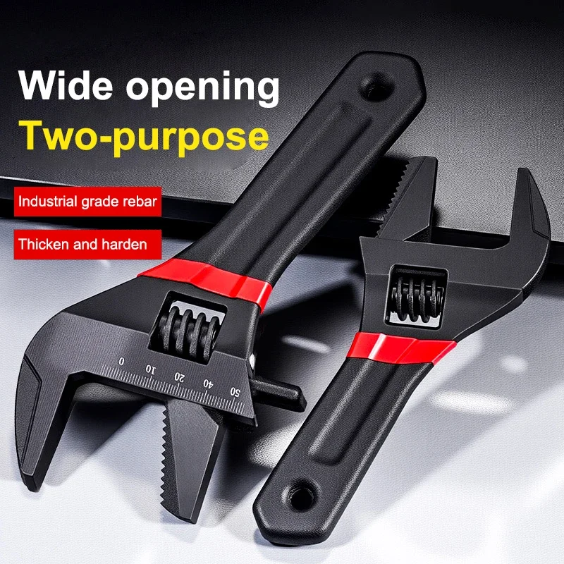 1Pcs 6/8” Short Handle Adjustable Wrench Oversized Open Bathroom Wrench Mini Small Board Large-diameter Adjustable Short Handle