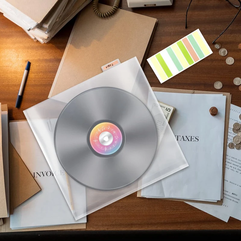 20 قطعة سجل القصاصات الورقية التخزين المنظم البلاستيكية مع 1.2In التوسع الحرفية ورق الفينيل صور اوريغامي Decoupage جيوب التخزين