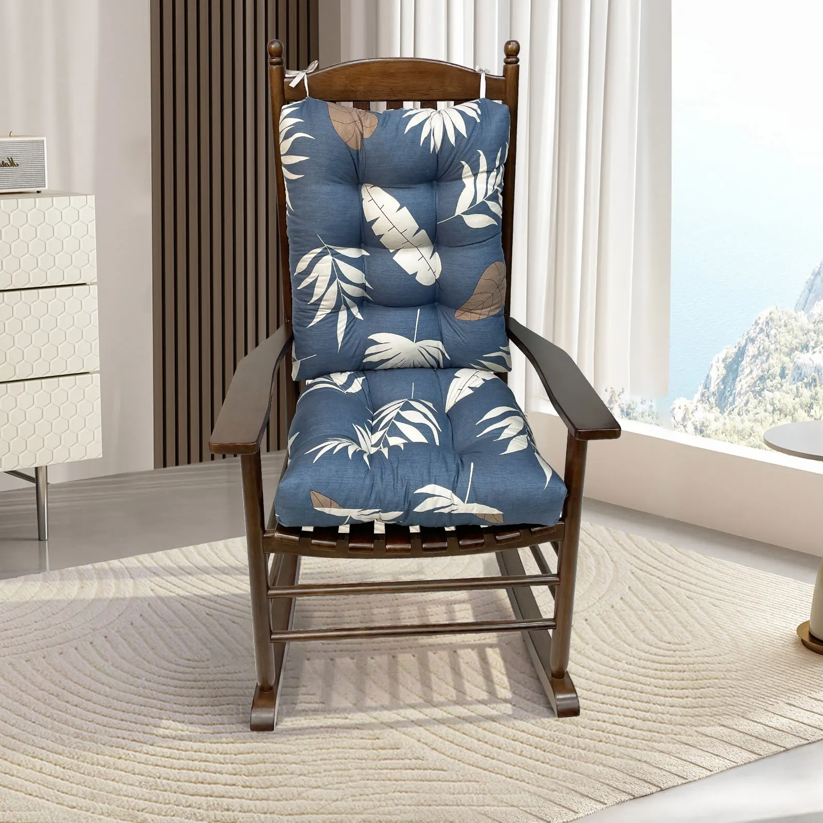 Imagem -03 - Impermeável Rocking Chair Cushion Grupo Pátio Lounge Almofadas Confortáveis Cadeiras com Laços Pcs