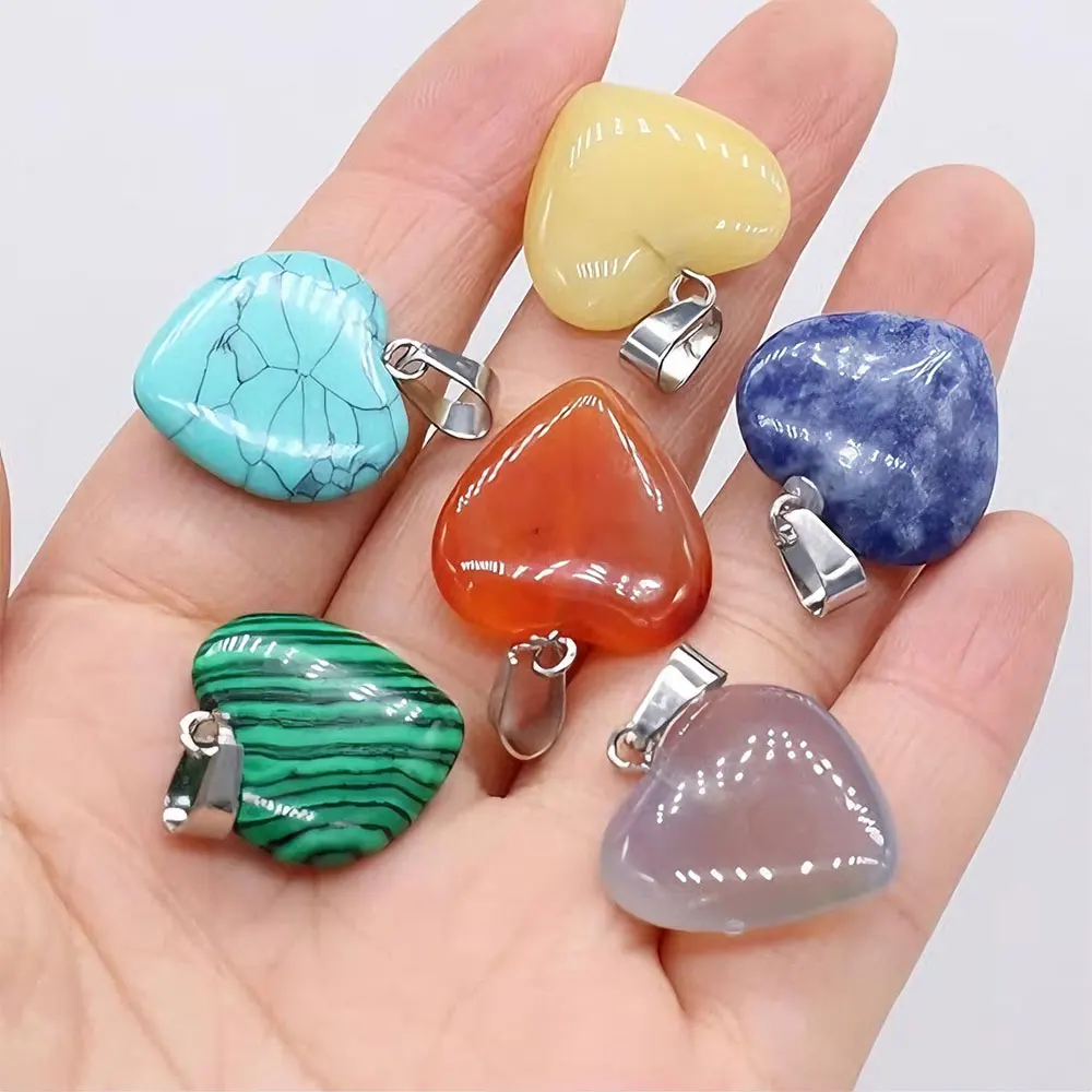 1/4/10pcs Multi-color Stone Heart-shaped Pendant,DIY Earrings,necklaces,bracelets,Christmas,Valentine's Day,Mother's Day Gifts