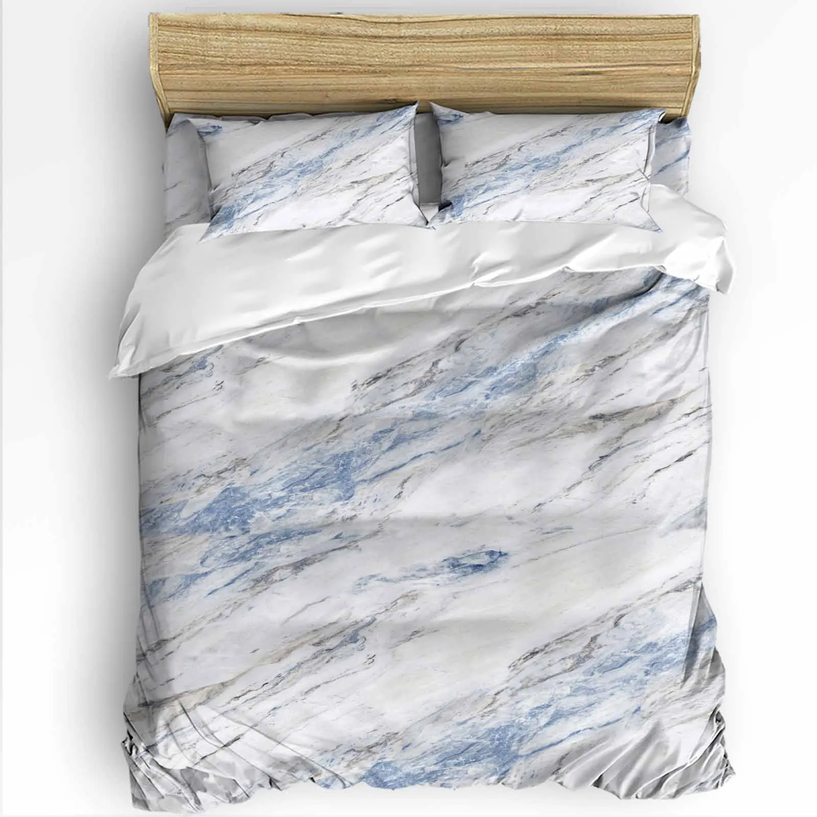 Abstract Modern White The-4piece Textile Set on the Bed Includes Two Pillowcases One Duvet cases One Bedsheet Customization