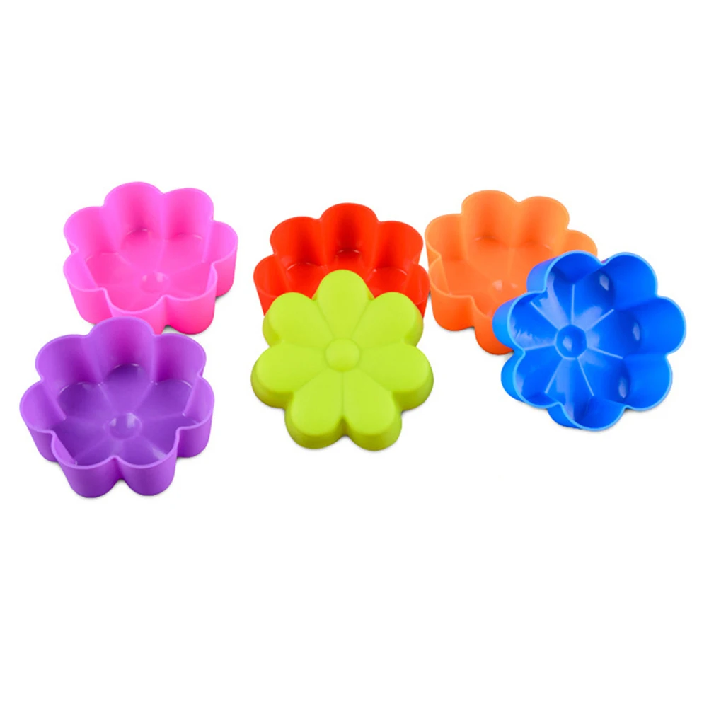 

12pcs Silicone Molds Baking Cake Cupcake Liners Non Stick Flower Shape Oven Safe Microwave Dishwasher Freezer Reusable