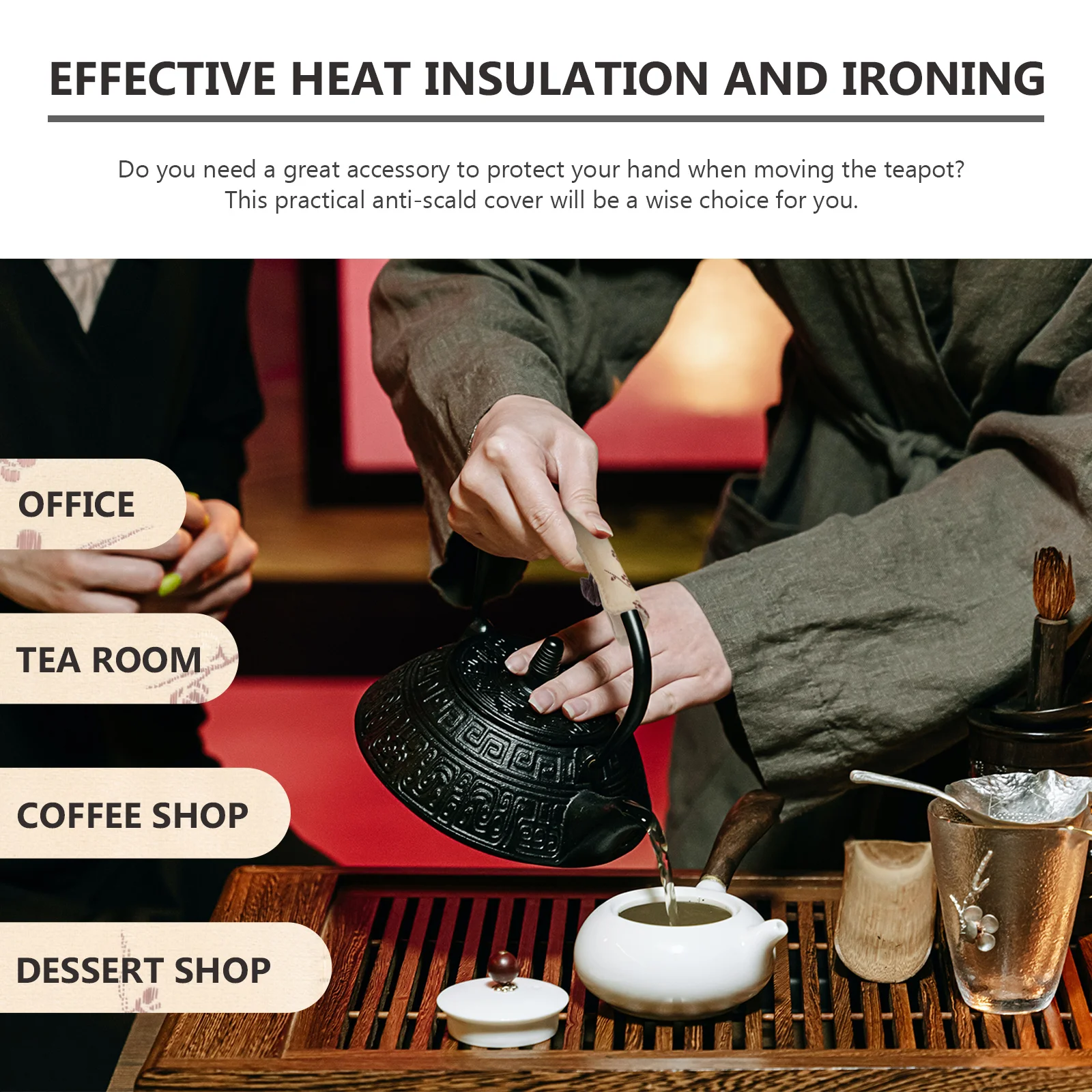 

Teapot Anti Handle Cover Heat Resistant Cloth Sleeve Cloth Cover For Protection Use Kitchen Accessory Teakettle Protective