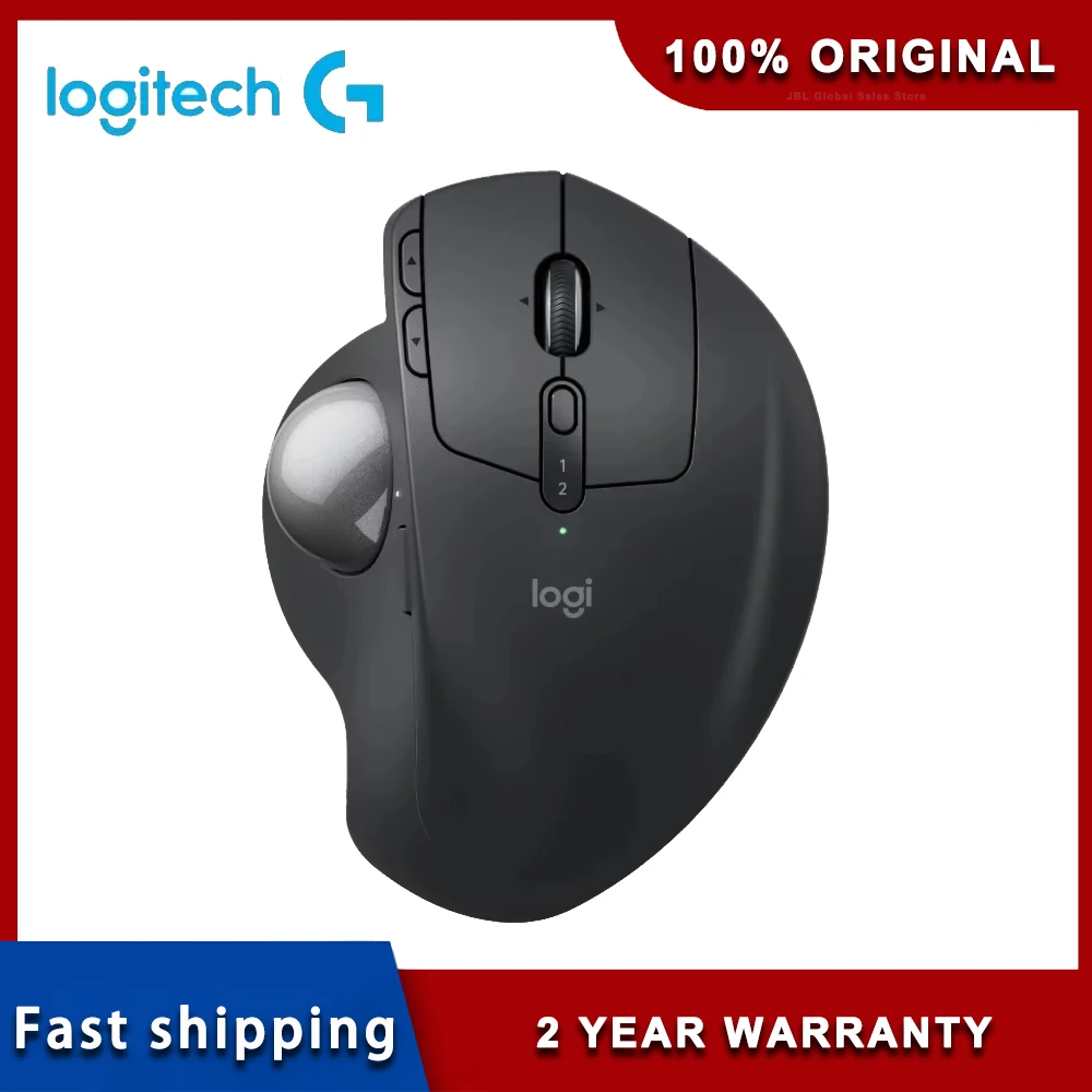 Logitech MX Ergo S Wireless Trackball Mouse Adjustable Ergonomic Design Rechargeable Bluetooth Mouse for Office Drawing Laptop