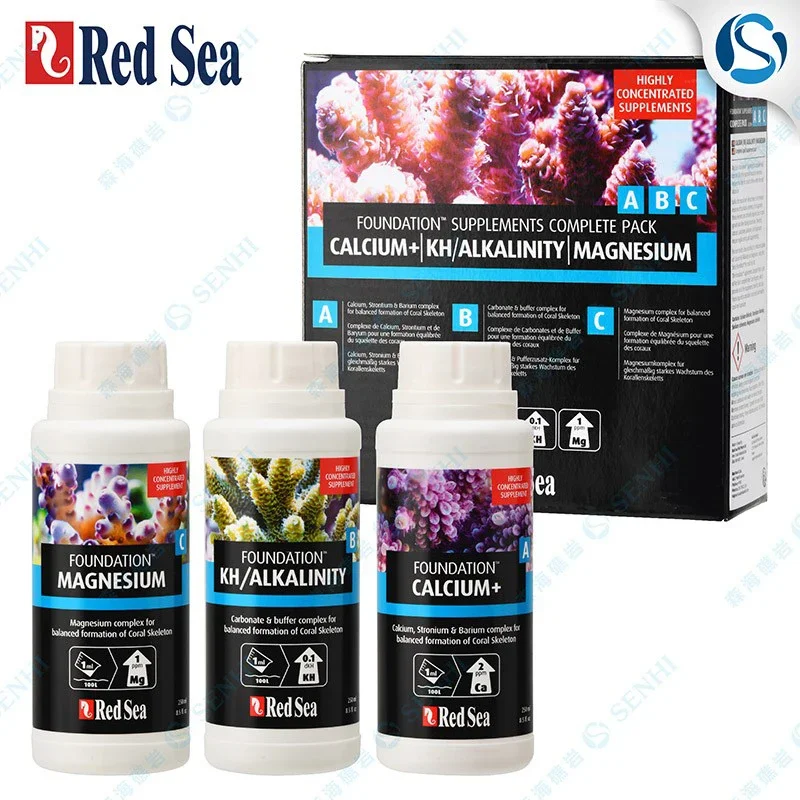 Base do mar vermelho abc suplemento cálcio estronto magnésio kh aditivo para aquário de recife coral