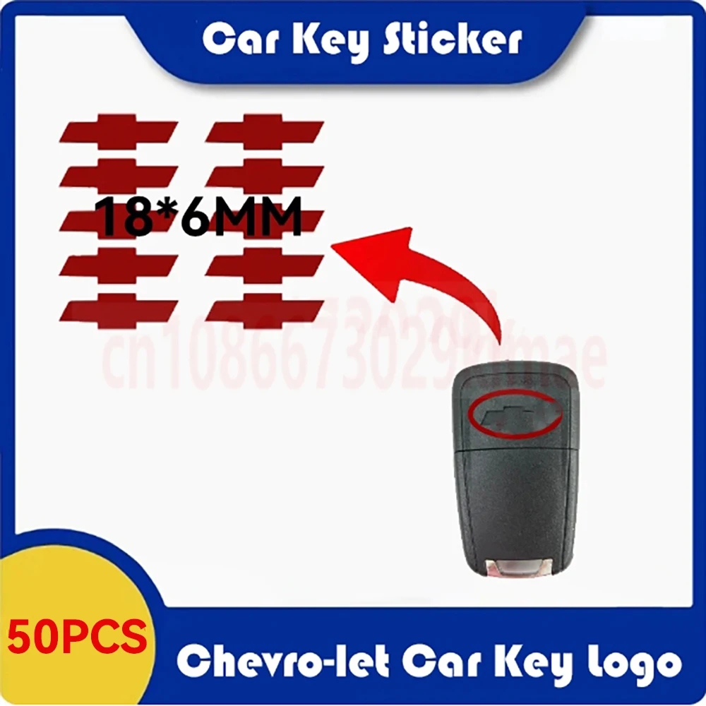 50pcs/Lot High Quality 18x6MM Car Key Logo Badge Emblem Sticker Replacement For Chev-rolet Remote Control Case Cover