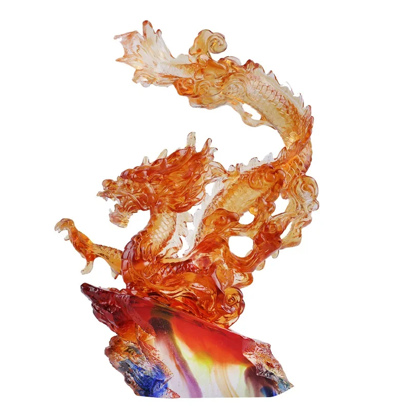 Glass Ornament Dragon Business Is Booming Study Crafts Birthday Gift Opening and Housewarming Chinese Style Light Luxury