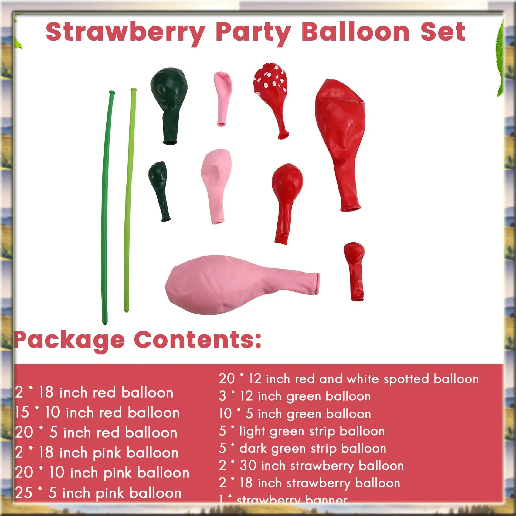 

Приятная для бюджета арка для клубничных шаров, 157 шт. клубничного шара с красными, розово-зелеными латексными шариками и воздушным шаром из клубничной фольги