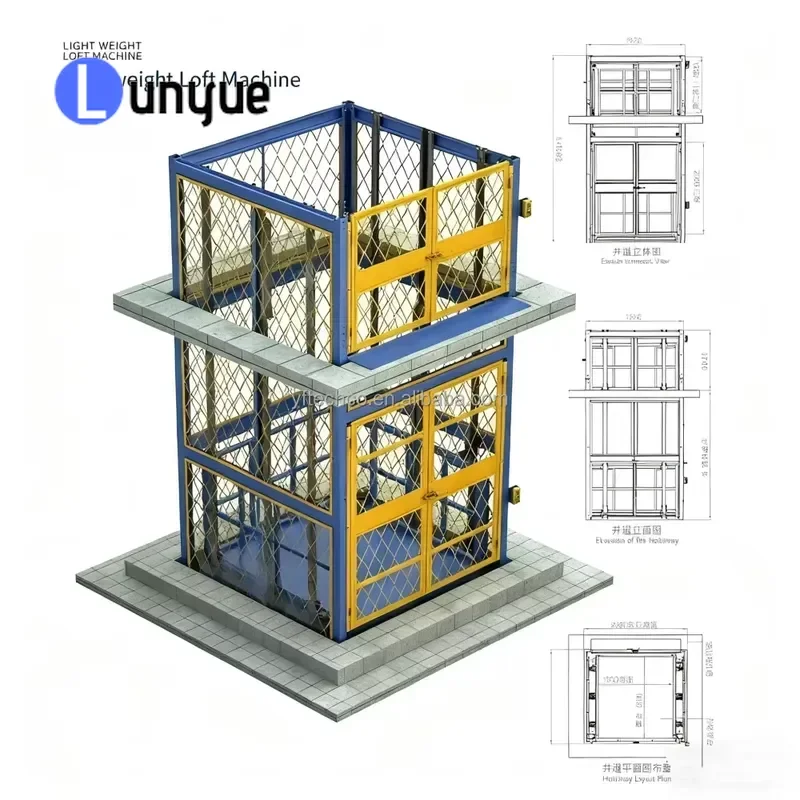 2 Ton 3T Dual Rail Hydraulic Cargo Lift Vertical Wall Mounted Freight Elevator for Warehouse Factory High Rise Goods Lifting