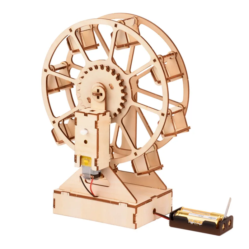 Wooden Diy Three-dimensional Electric Ferris Wheel Puzzle Children's Educational Toys 3d Model Crafts Gifts Ornaments P286