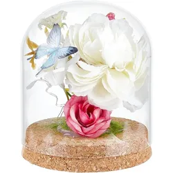 1pcs 5x4 Inch Glass Dome Cloche with Cork Base Glass Dome Decorative Jars Bell Glass Jars for Flower Valentine's Day Decoration