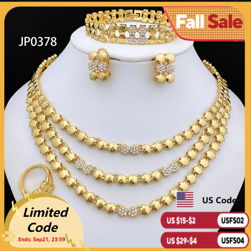 

Gold Color Jewelry Sets For Women Necklace Sets For Women bijoux de mode ensembles de bijoux