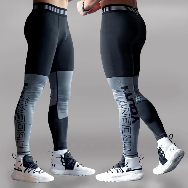 Men's Lycra Leggings Compression Sports Pants Cycling Running Basketball Football Sweatpants Fitness Tights Trousers Rash Guard