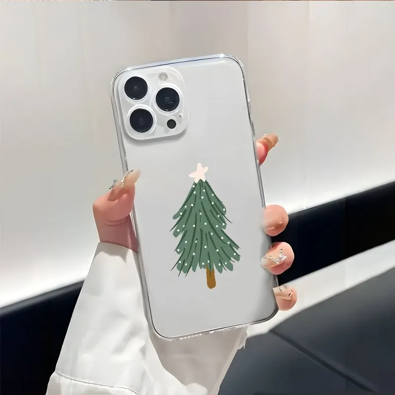 حافظة هاتف Tpu شفافة عصرية جديدة مع تصميم شجرة عيد الميلاد الخضراء، مناسبة لهاتف iPhone 17 Air Pro Max، iPhone 16، 15، 14، 13، 12، 11، Xs، Xr، X، 7، 8، 12/13 Mini Plus Pro Max Se. مثالية كهدية لأعياد الميلاد/العطلات/الأسرة/الأصدقاء/الشرفيين