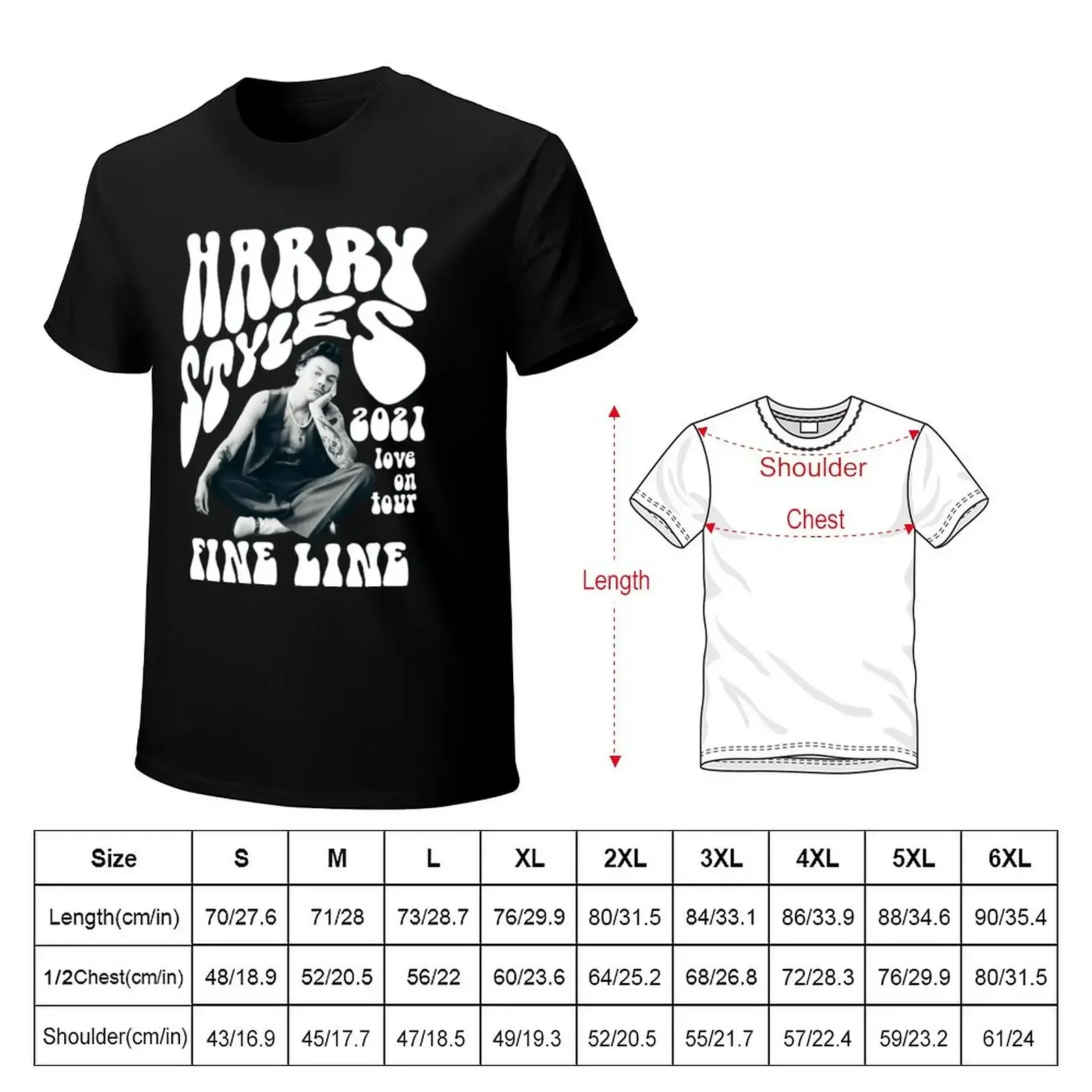 H-arry fine line Love on Tour Styles 2021 T-Shirt vintage quick-drying korean fashion oversized t shirt men