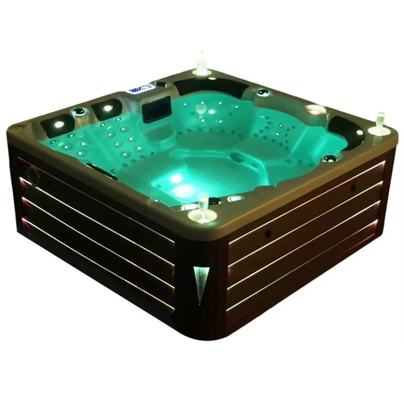 6 Person Outdoor Hot Tub Air Jetted Massage Bathtub Deep Soaking Spa Tub for Garden