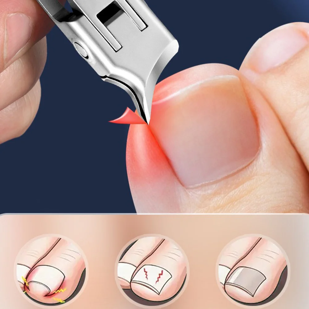 1Pc Stainless Steel Nail Clipper With 9mm Large Wide Jaw Opening Anti-Splash Ergonomic Orange Handle For Thick Nails