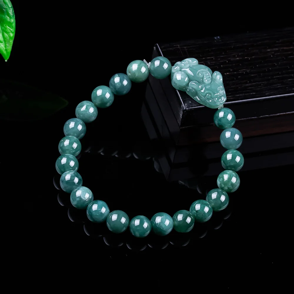 Natural Burmese Jadeite Pixiu Bracelet Vintage Talismans Charm Gifts for Women Jewelry Bangle Real Jade Accessories