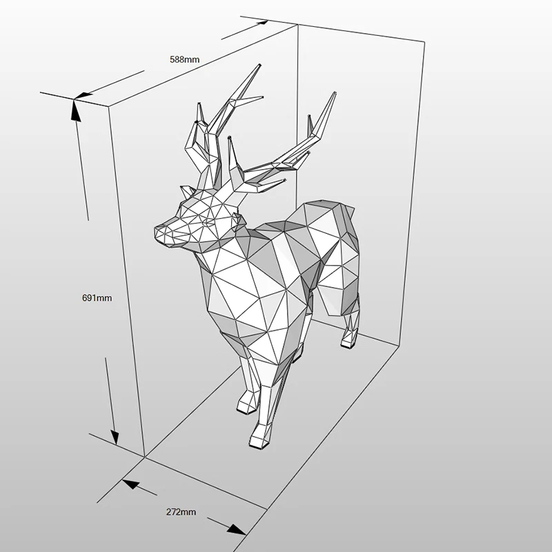 

69cm Deer Paper Model Large Animal Low Poly Stereoscopic Origami Handmade Corridor Ornament 3D DIY Home Decor Papercraft Toys