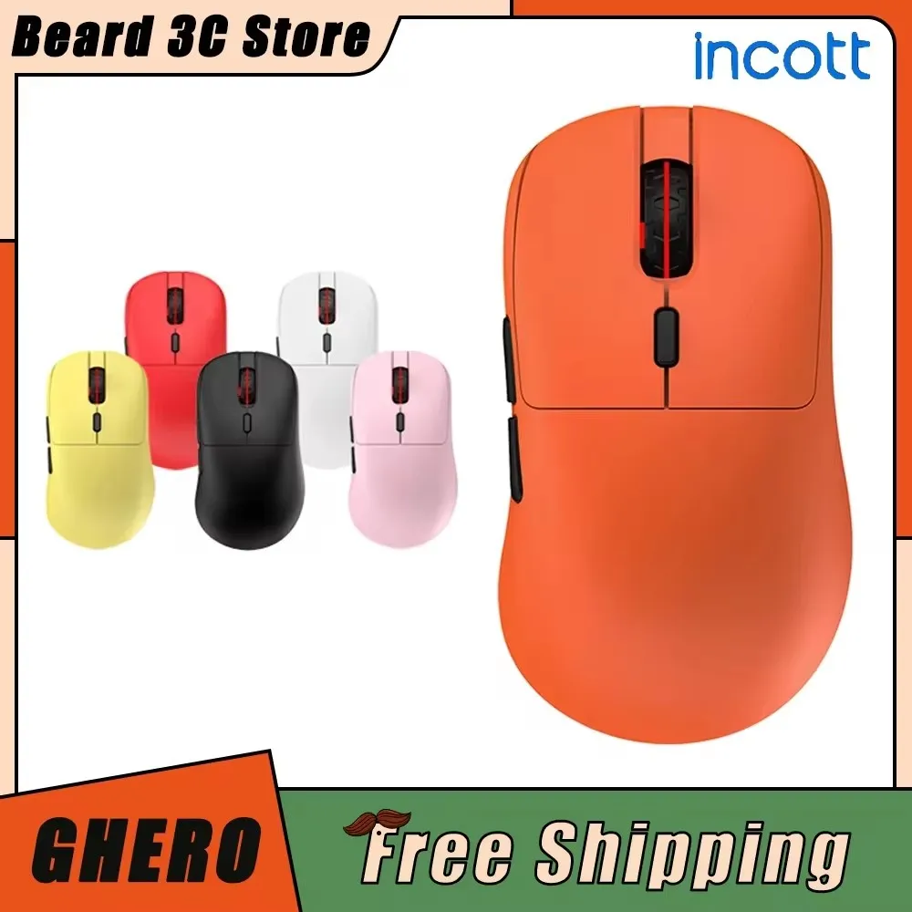 Incott Ghero Pro Mouse Wireless Dual Mode Paw3395 8k Return Rate Rgb Fps Gaming Mouse Pc Gamer Customized Mouse Office