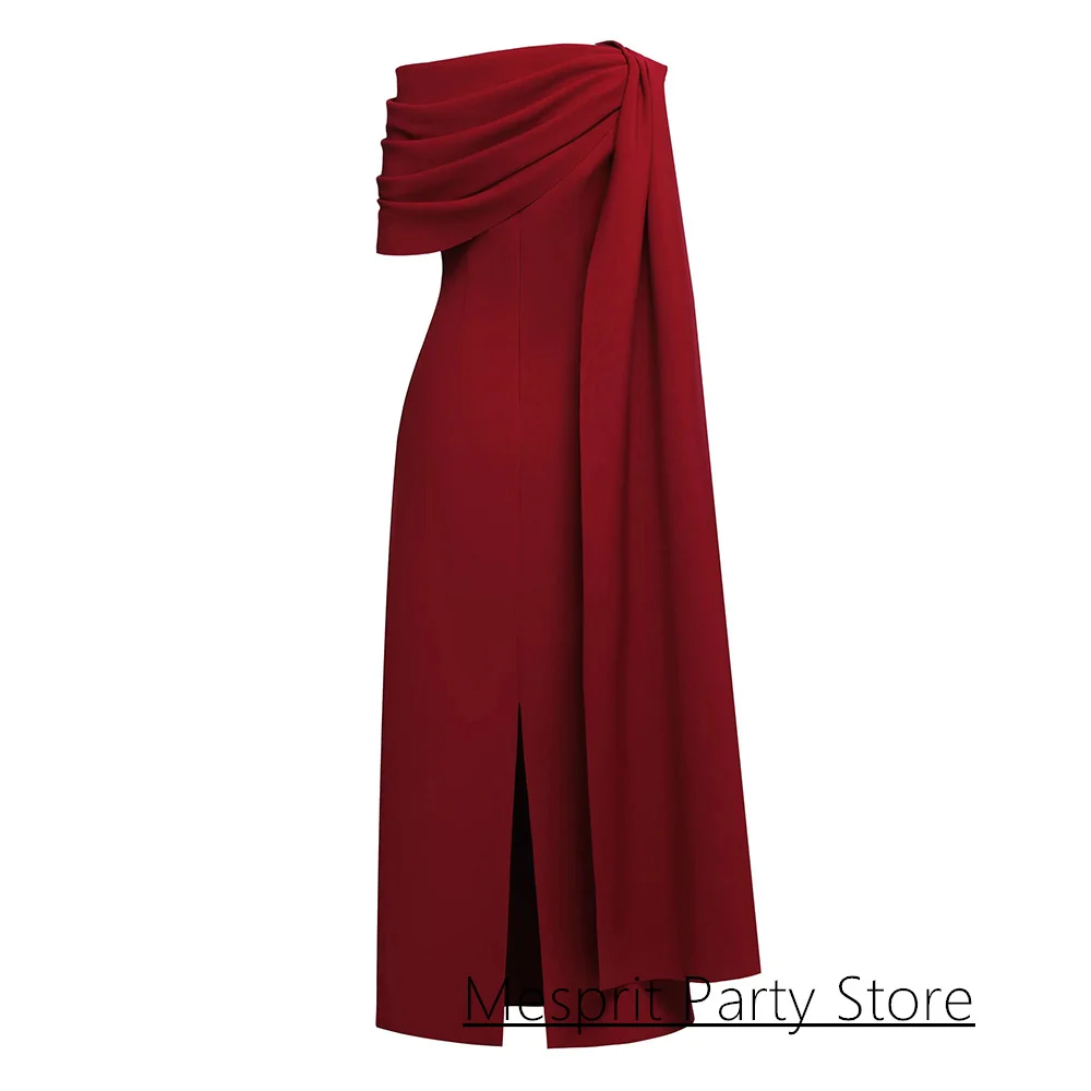 Simple Burgundy Evening Dress Customized One Shoulder Ankle Length A Line Arabian Formal Party Gown Saudi Prom Dresses image 5