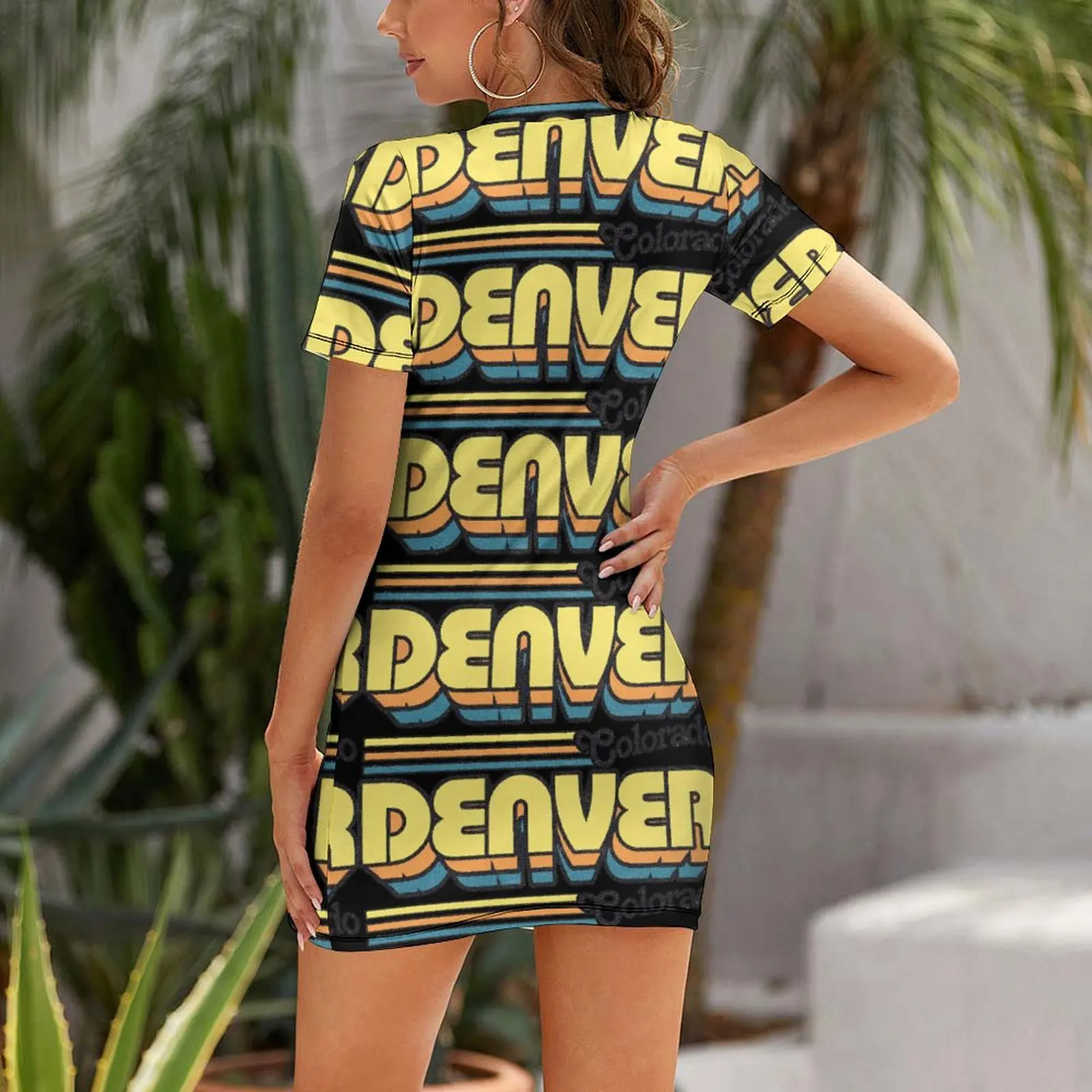 Denver CO City Stripes For Sale Short Sleeved Dress Classic Exotic  Woman's Dress Humor Graphic Cocktails Dresses