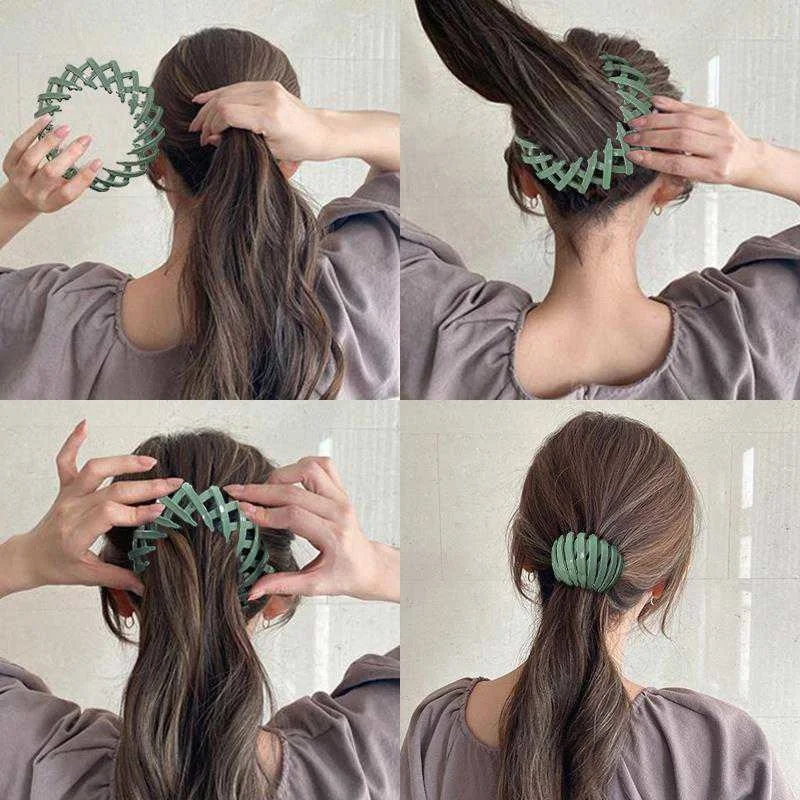 Fashion Women Bun Hair Claw Horsetail Buckle Hair Clip Bird Nest Expanding Hair Accessories Female Ponytail Hair Accessories