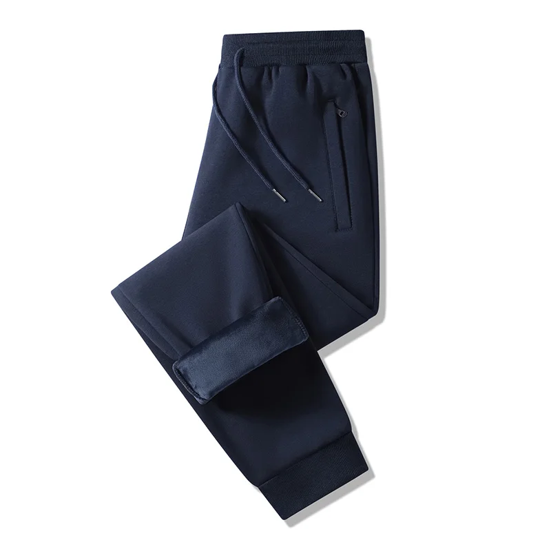 M-8XL Large Size Men's Casual Pants Autumn Winter Plus Velvet Thickened Loose Joggers Plus Size Solid Color Warm Sweatpants