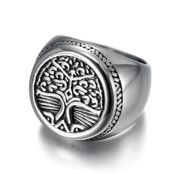 

Asgard Crafted Handcrafted Stainless Steel Celtic Tree Of Life Circular Ring