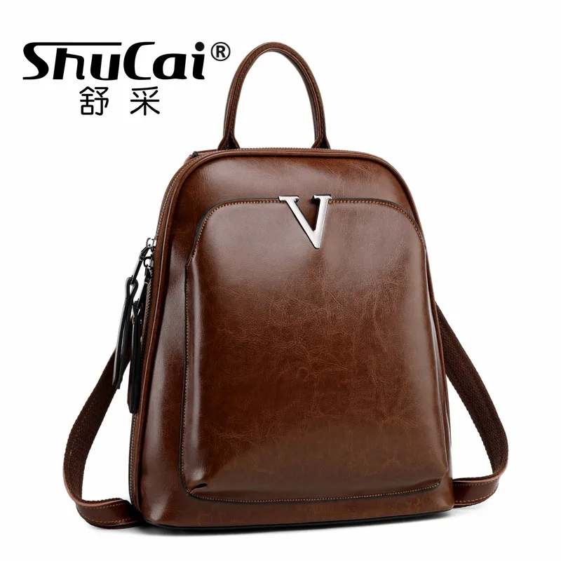 

Genuine Leather Women Backpack Cross Body Shoulder Bags Daypack School Fashion Retro Cowhide Female Rucksack Backpacks