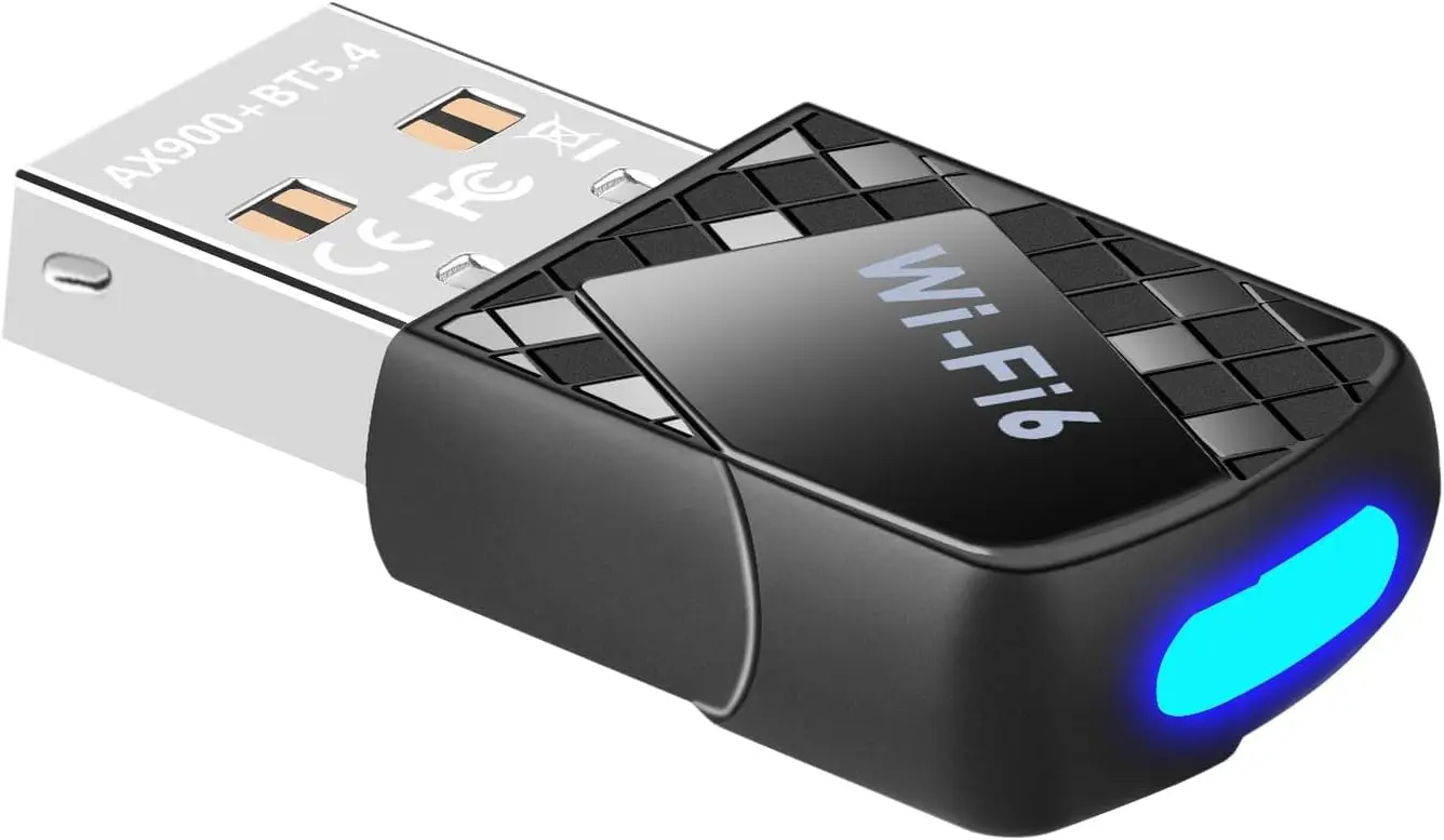 

AX900Mbps WiFi 6 USB Adapter with Bluetooth 5.4, Dual-Band 2.4G/5G Wireless Network for PC Laptop Desktop, Plug and Play for Windows 11/10