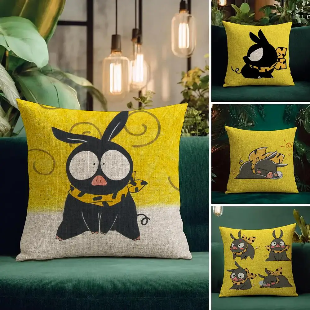 Anime P-chan Ranma Cushion Cover Natural Linen Pillowcase Set All-in-One Decor Cushion Cover for Sofa Bedroom Chair