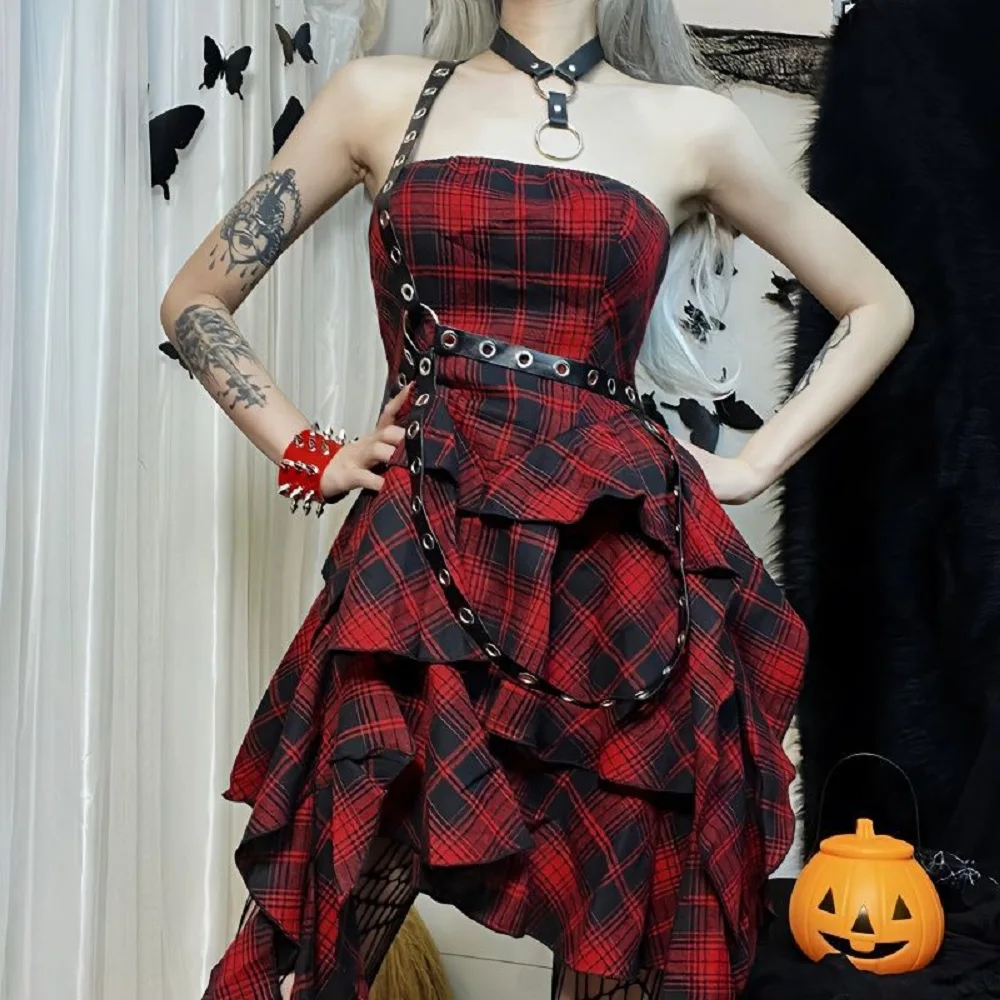 

Sweet Lolita Spliced ​​Zipper Irregular Short Dress Women'S Summer New Hot Girl Gothic Style Niche Design Skirt