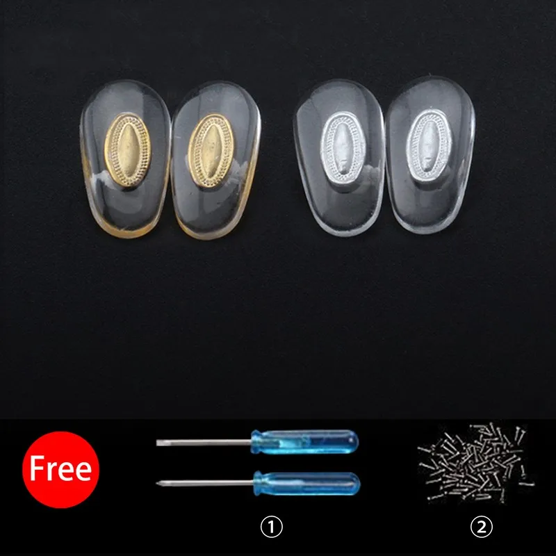 KAMMPT 10/20 Pairs Screw-in Eyeglasses Nose Pads with Metal Core High Quality Water Drop Shape Nose Brackets for DIY Replacement