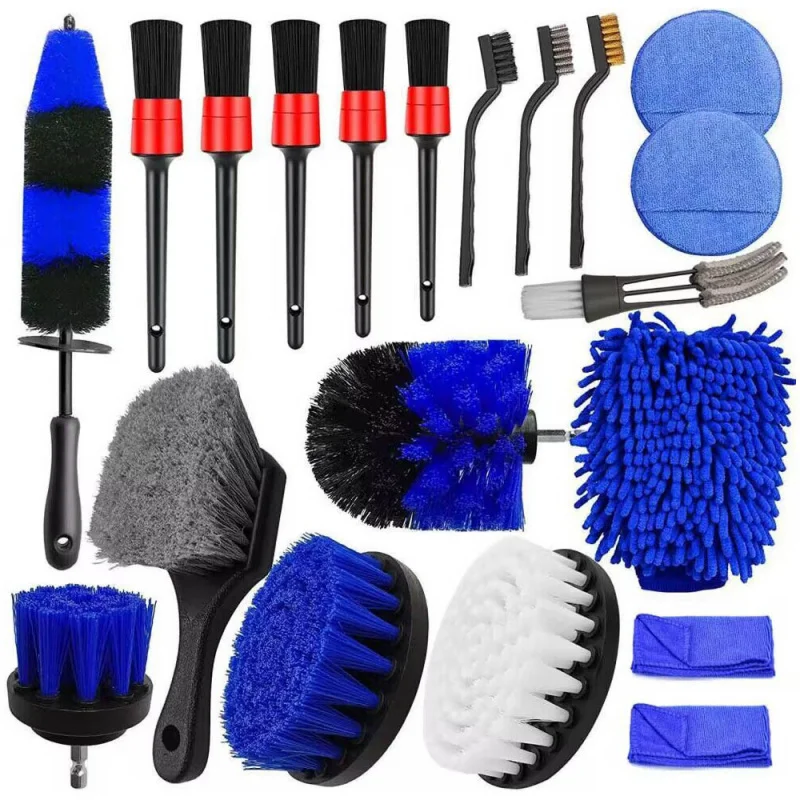 Cross-Border20One-Piece Wheel Tire Brush Kit Car Detail Drilling Brush Kit Car Wash Cleaning Brush Kit