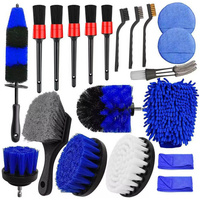 Cross-Border20One-Piece Wheel Tire Brush Kit Car Detail Drilling Brush Kit Car Wash Cleaning Brush Kit