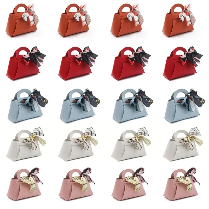 20PCS Leder Geschenk Taschen Bogen Band Verpackung Tasche Hochzeit Gunsten Verteiler Taschen Weihnachten Süßigkeiten Verpackung Box Mini Handtasche – Detail 2