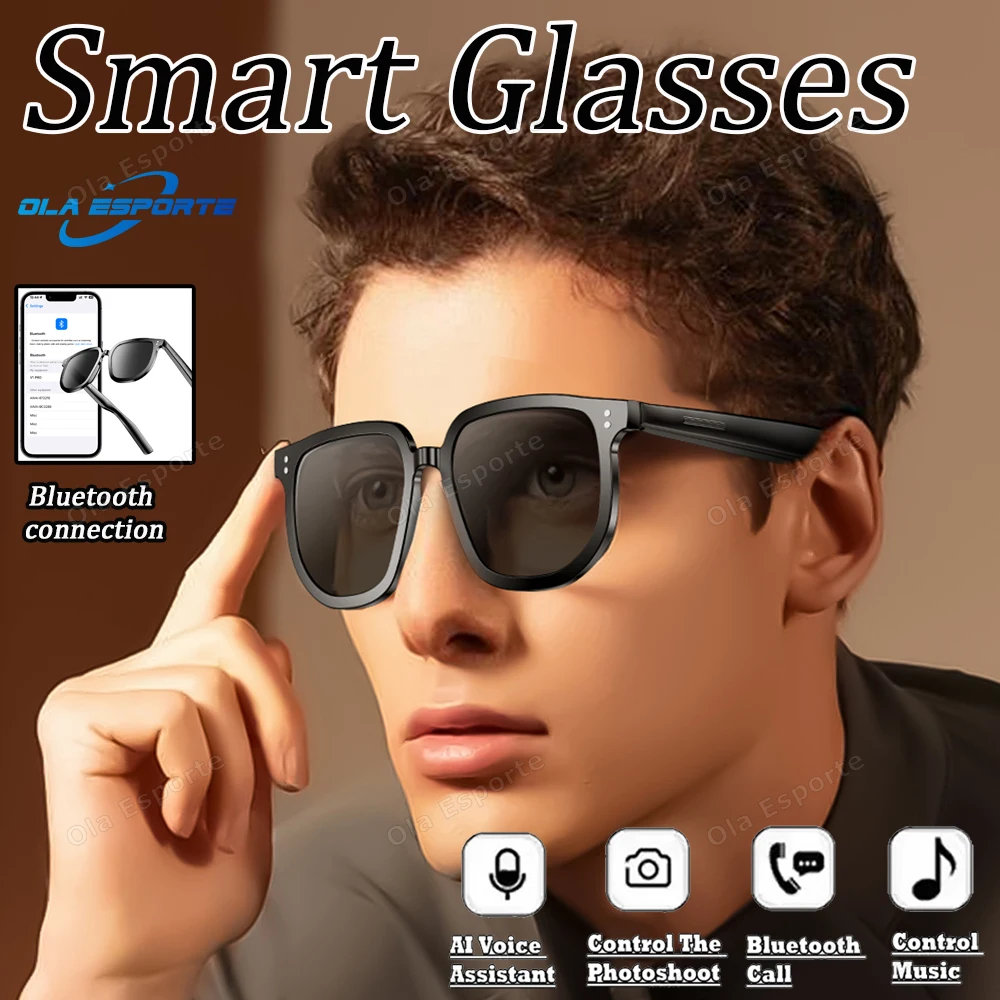 

Умные очки Bluetooth V5.3, HD вызов, музыкальные беспроводные наушники, антисенсорные УФ-очки для мужчин и женщин, модные солнцезащитные очки