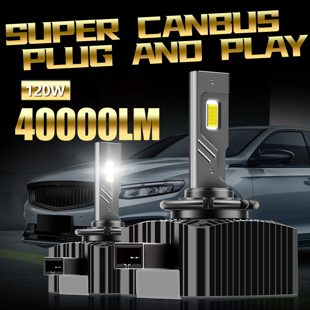 

40000LM HID Xenon Headlight Bulbs 120W Turbo Auto Lamps 6000K White 12V Single Copper Tube D1S D2S D3S D4S D5S Xenon Lights
