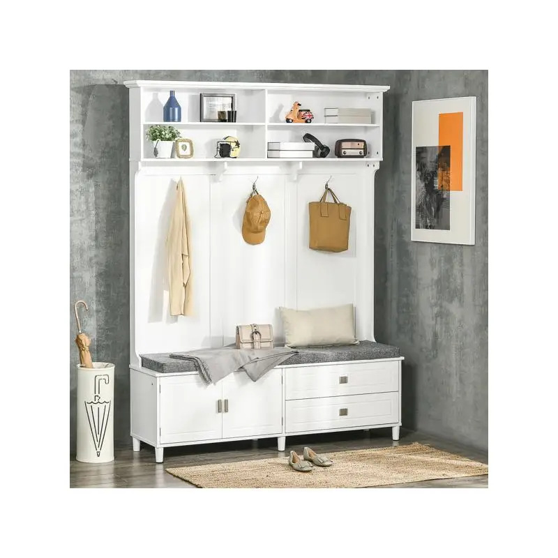 

Hall Tree Entryway Furniture with Hooks and Storage Bench for Home Organization