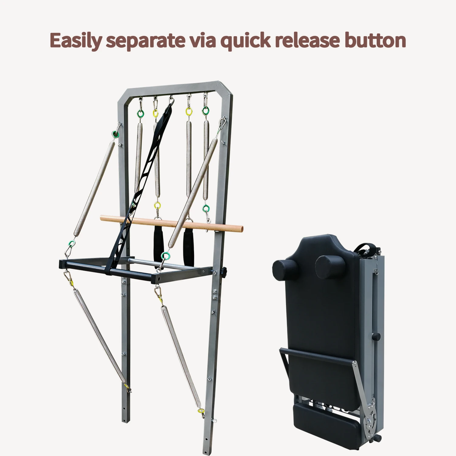 Foldable Pilates Reformer Machine with Tower for Home view 4