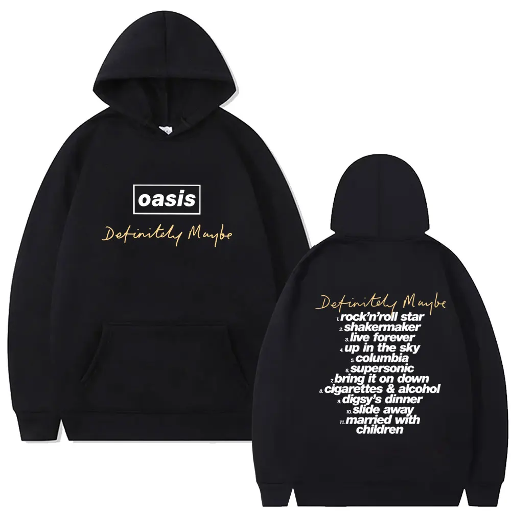 

British Rock Band O-Oasis Definitely Maybe Double Sided Printed Hoodie Men's Women's Clothing Fashion Pop Music Pullover Hoodies