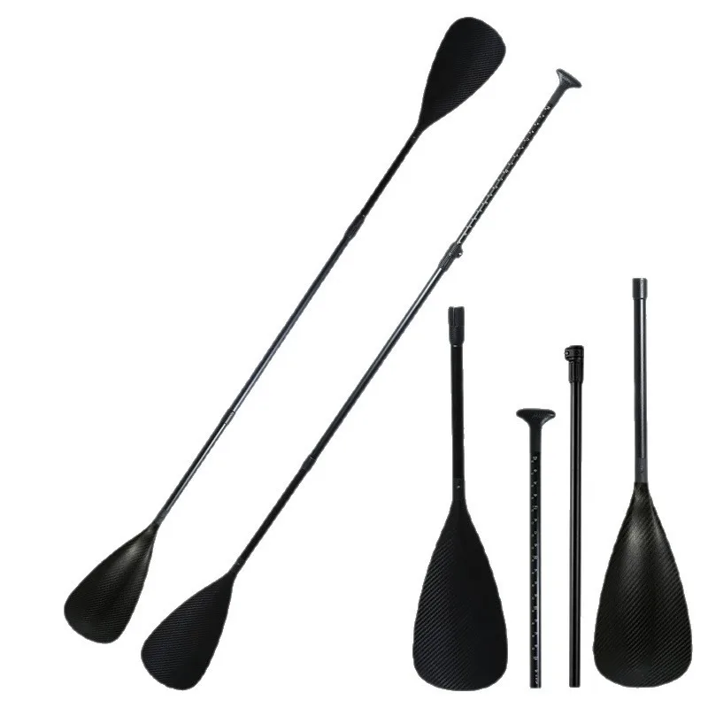 For Carbon Fiber Pattern Boat Paddle Detachable Paddle Board Single/Double Head Snap Button Rotating Dual-Use Kayak