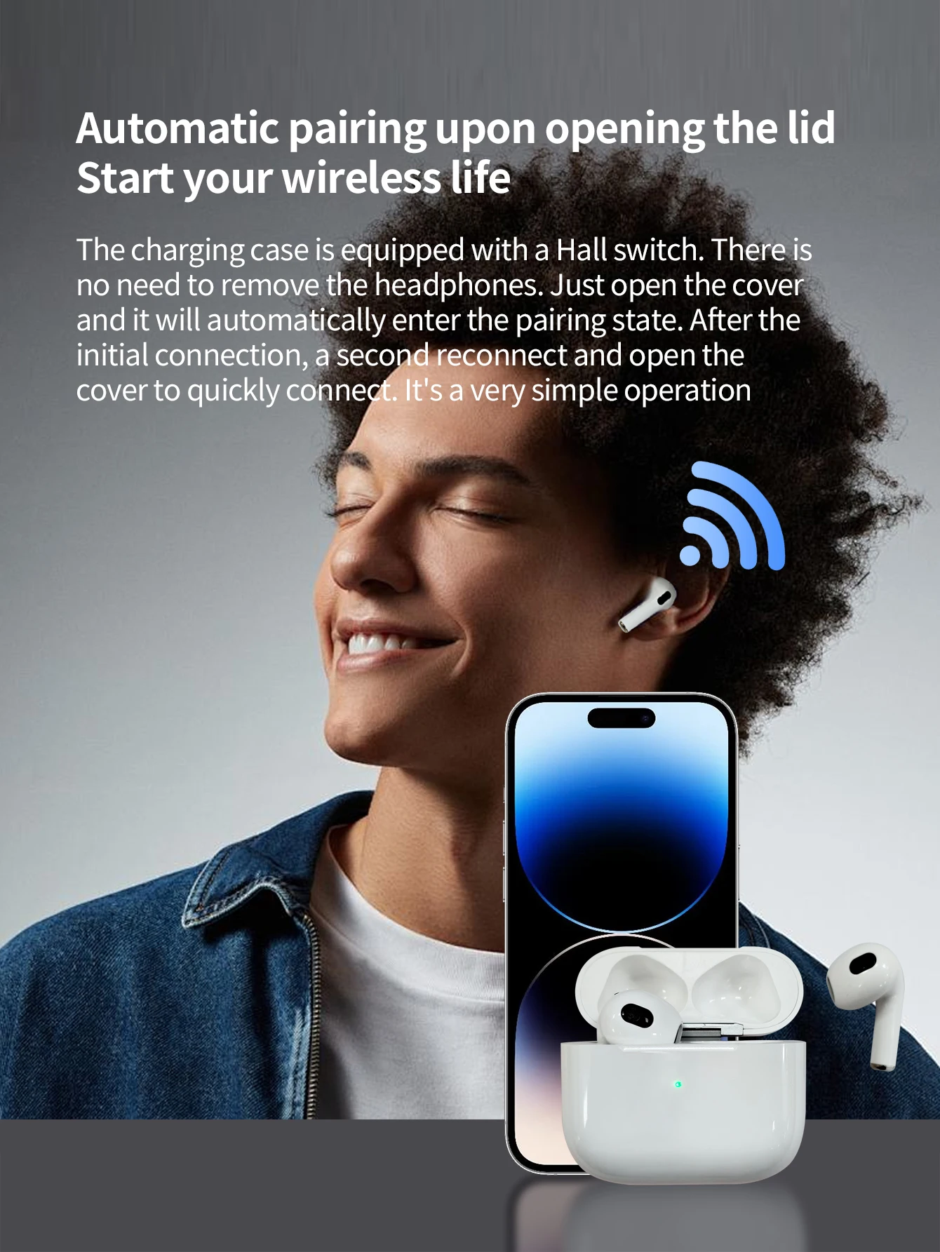 سماعة رأس بلوتوث من Airs Pod، سماعة رأس لاسلكية، سماعة بلوتوث، بطارية طويلة، تحكم باللمس، شحن لاسلكي لجميع الهواتف الذكية #6