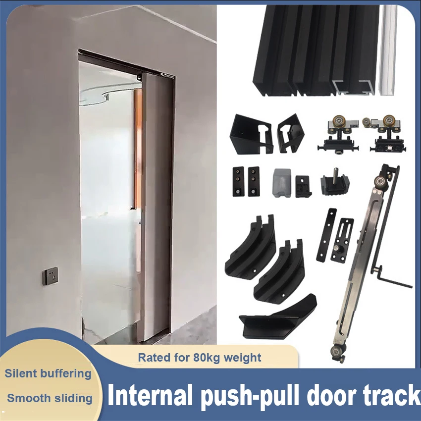 Invisible Sliding Door Buffer Track Built-In Wardrobe Bedroom Space Saving Sliding Hardware Accessories Smooth Silent Operation
