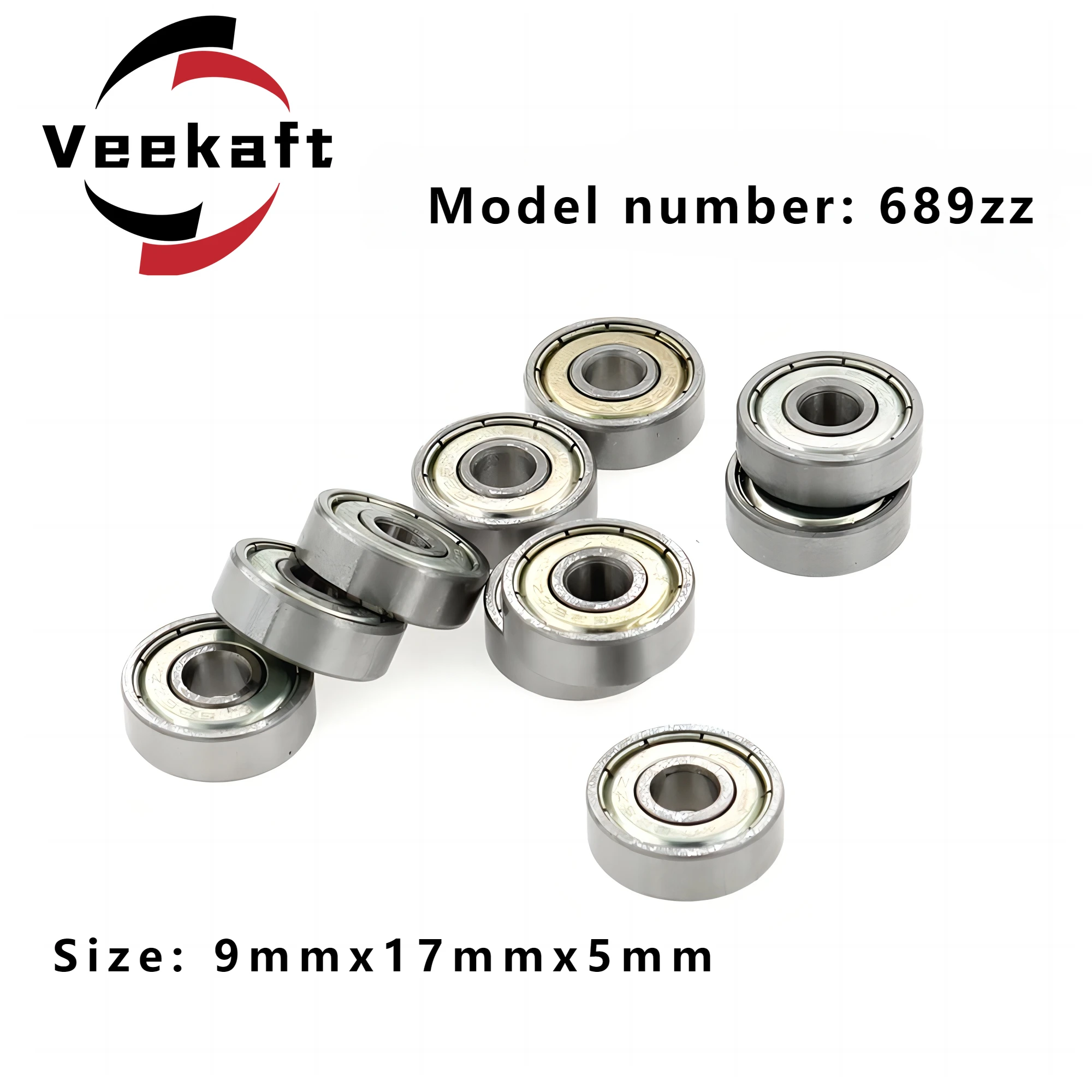 

Veekaft 689zz Small Miniature Bearing, High Precision, 10pcs, Bearing Steel, Size 9mmx17mmx5mm