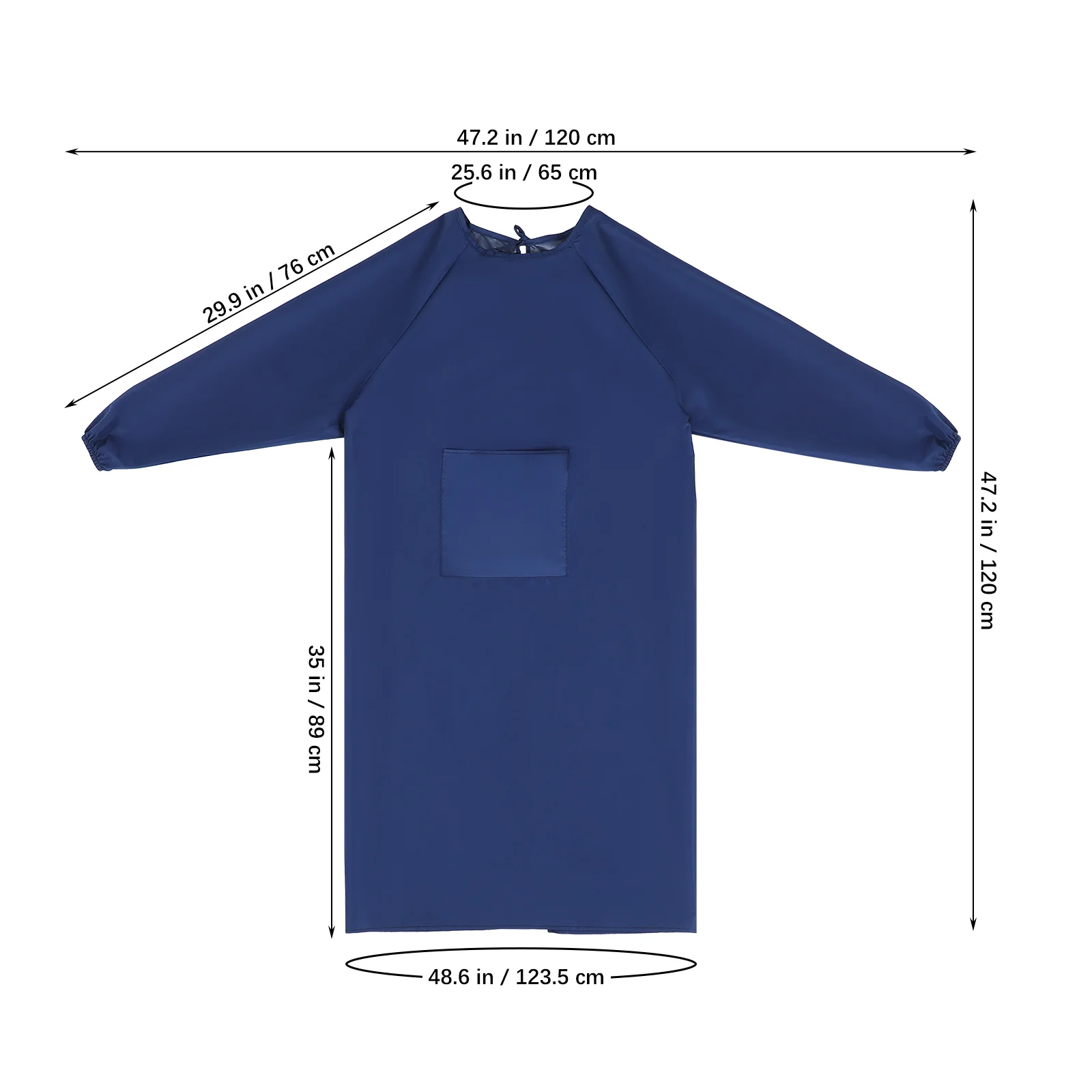 مريلة مقاومة للماء بأكمام طويلة باللون الأزرق الداكن، تصميم خلفي مقاوم للزيت، المطبخ، الطبخ، تنظيف البستنة، حماية شديدة التحمل #3